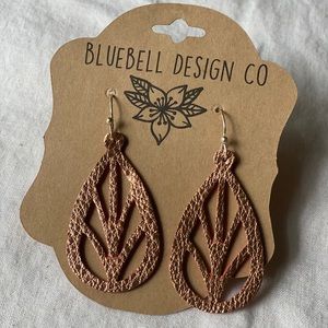 Rose Gold Leather Earrings